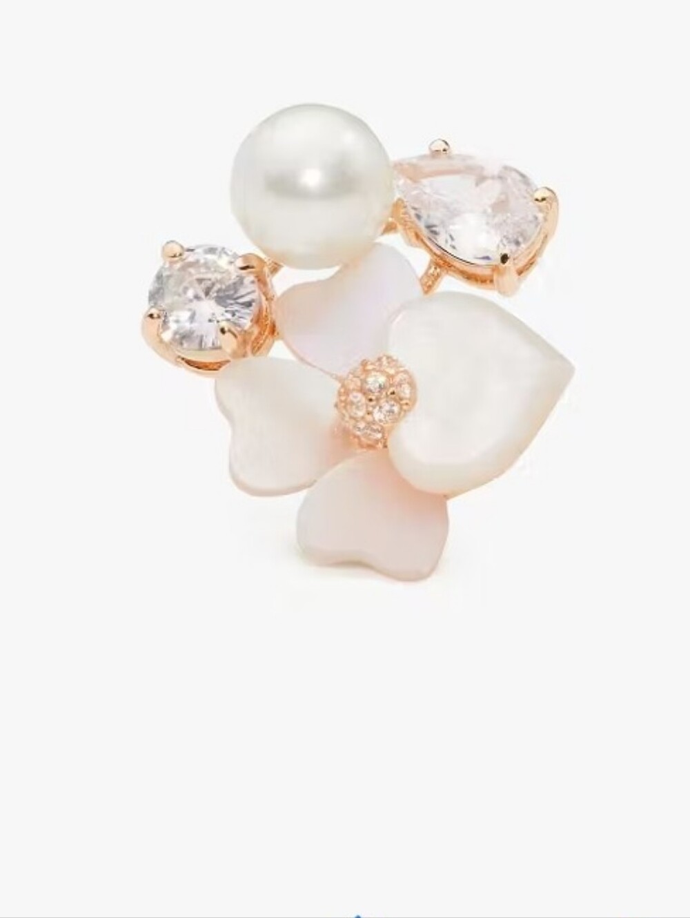 kate Spade  Precious Pansy Cluster Studs Gold-Tone Floral Pearl & Crystal. - Picture 5 of 5